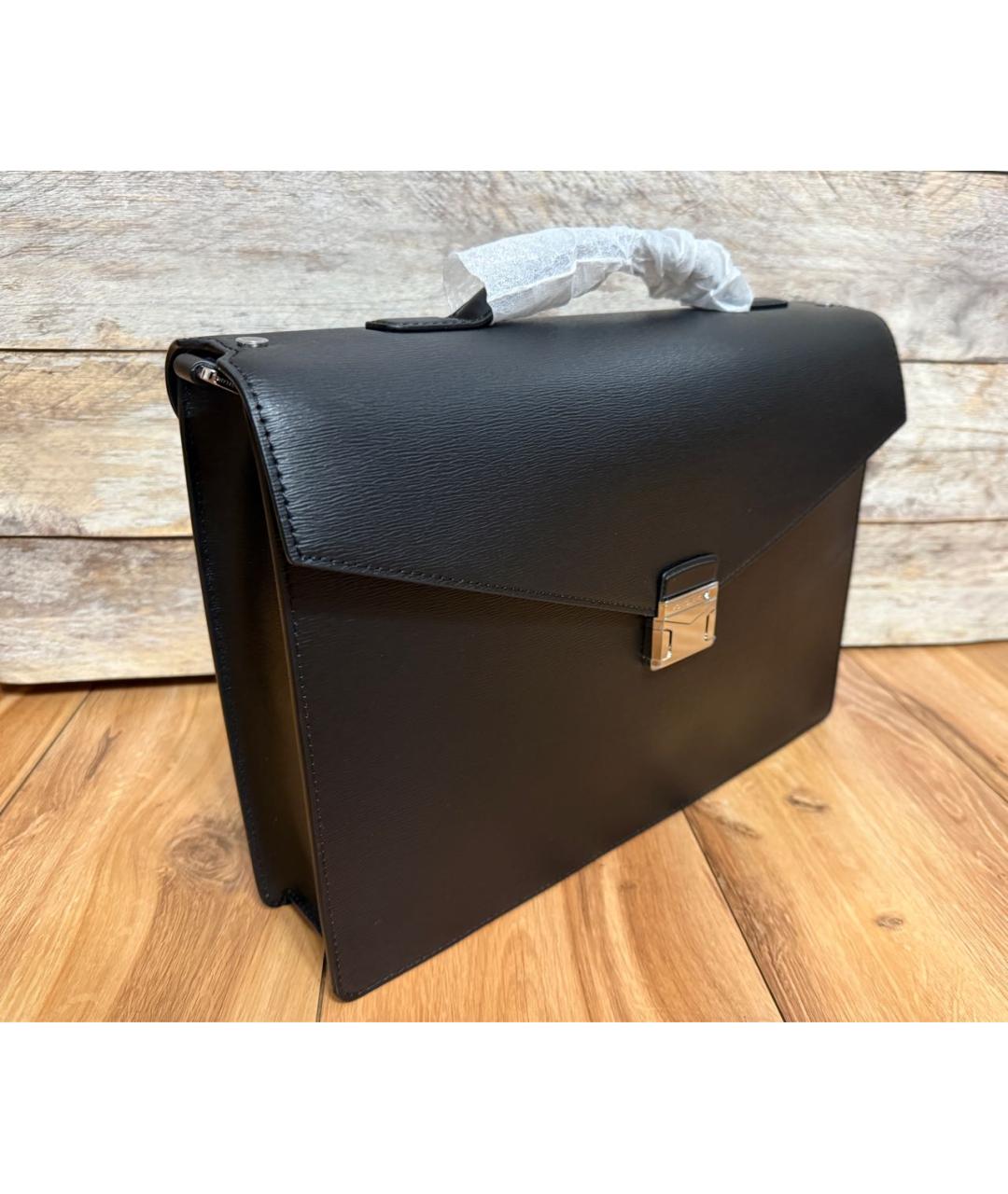 MONTBLANC Черный кожаный портфель, фото 2