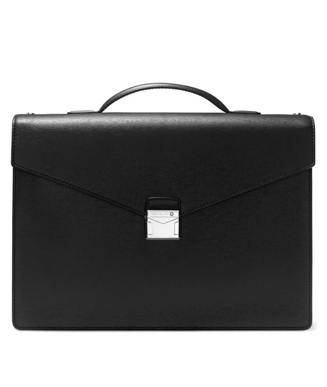 MONTBLANC Черный кожаный портфель, фото 3