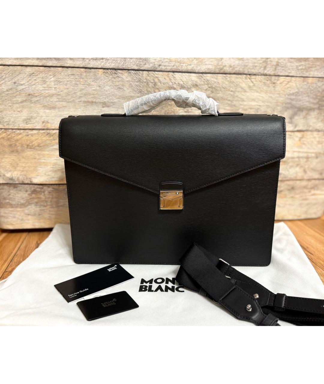 MONTBLANC Черный кожаный портфель, фото 7
