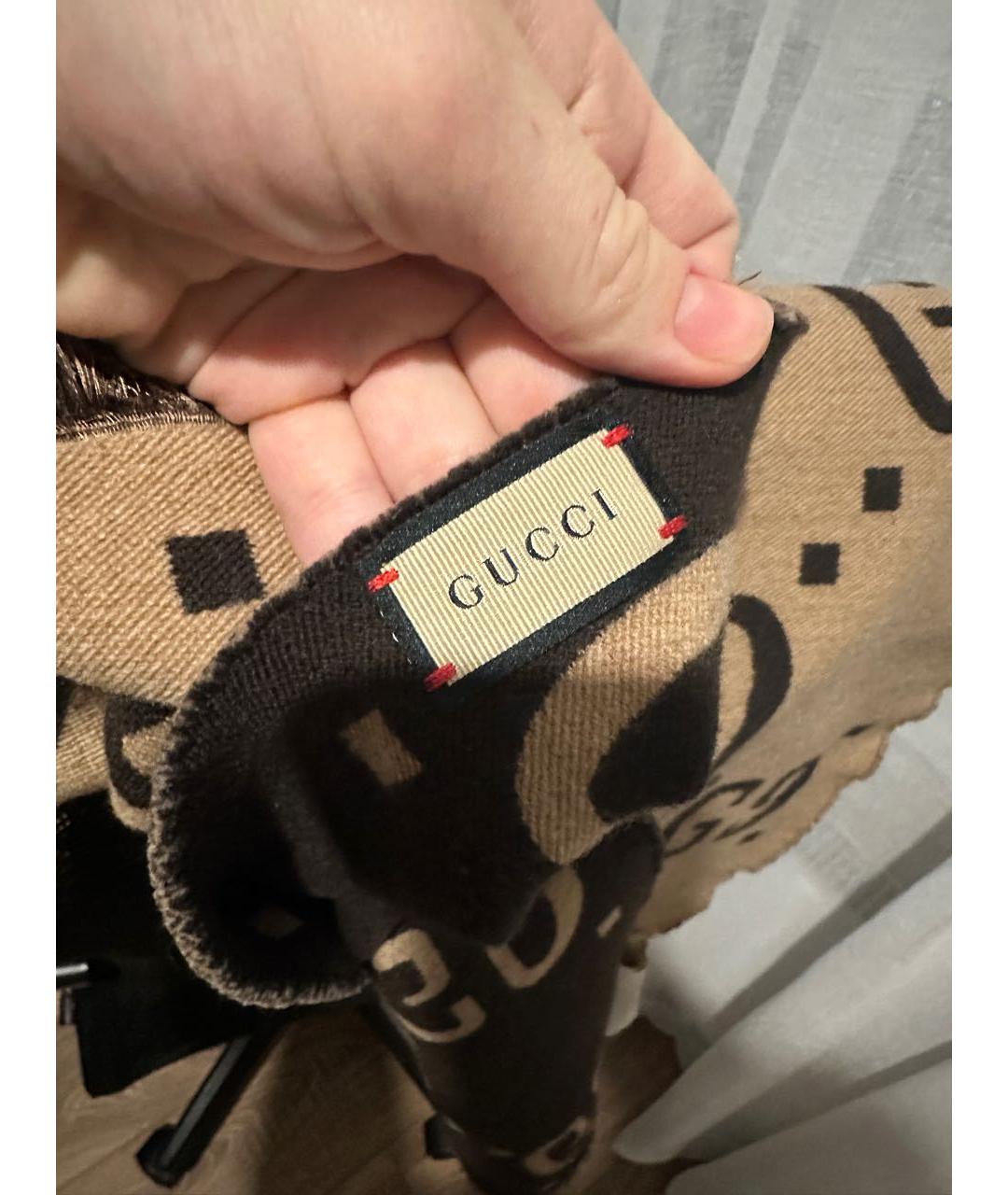 GUCCI Коричневый шарф, фото 3