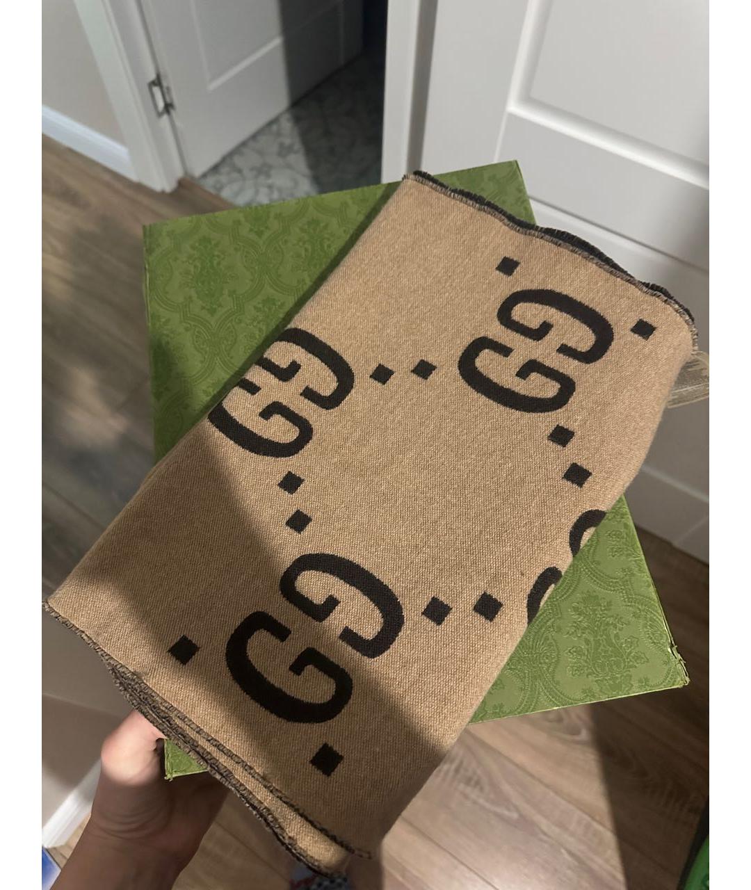 GUCCI Коричневый шарф, фото 5