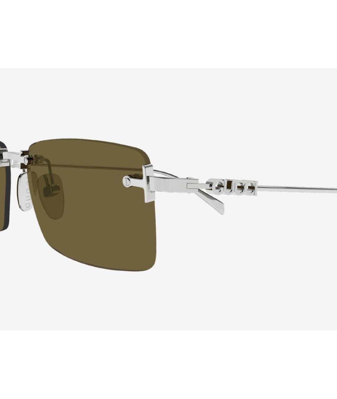 GUCCI Хаки металлические солнцезащитные очки, фото 3