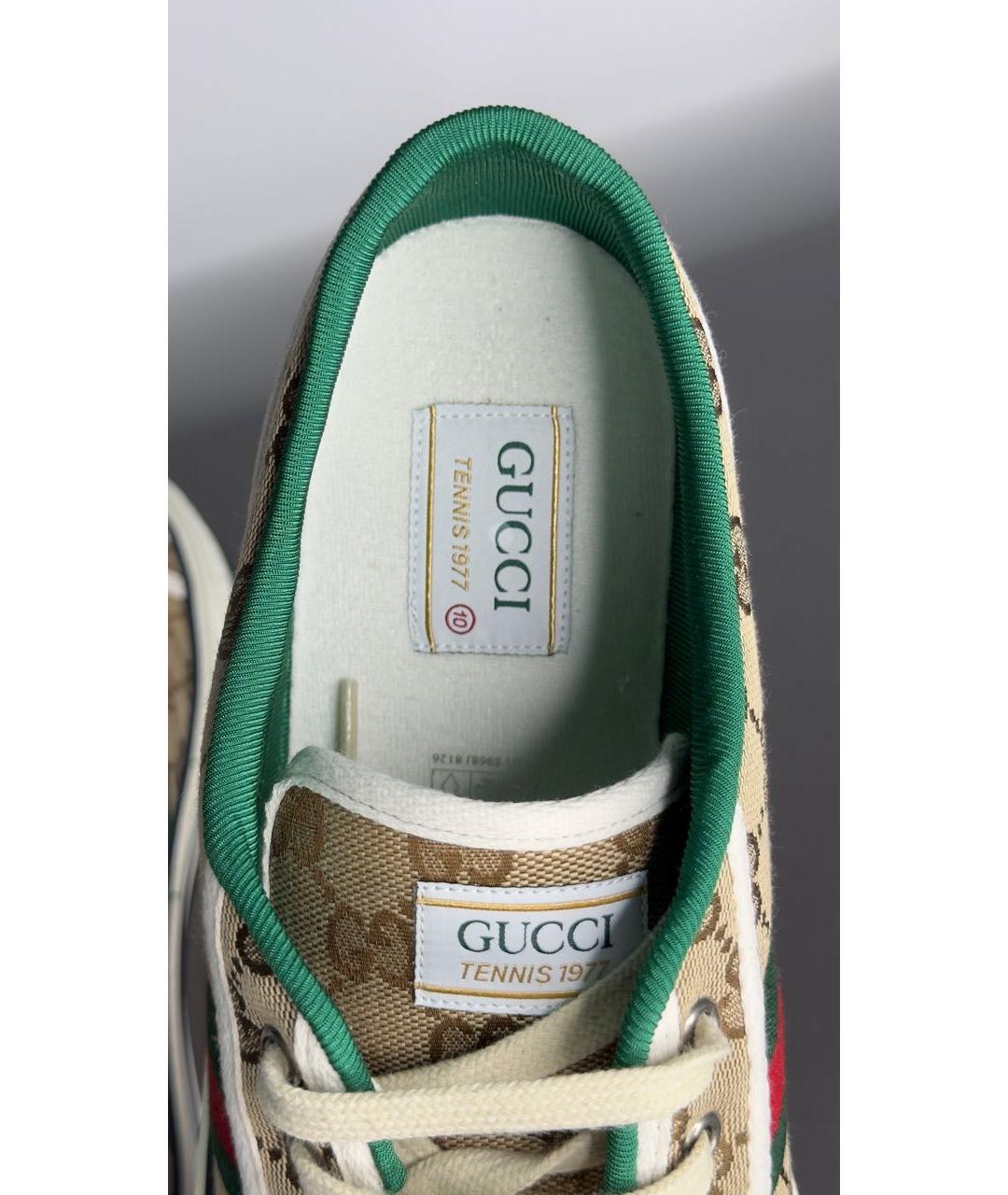 GUCCI Бежевые текстильные низкие кроссовки / кеды, фото 5