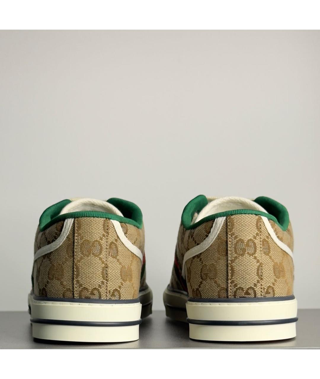 GUCCI Бежевые текстильные низкие кроссовки / кеды, фото 4