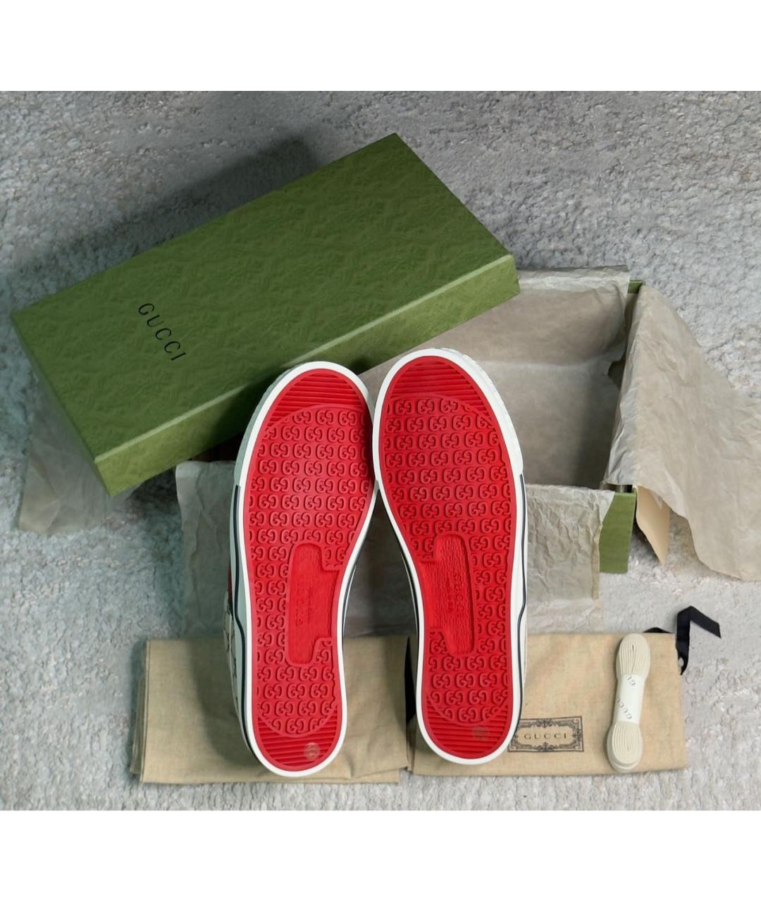 GUCCI Бежевые текстильные низкие кроссовки / кеды, фото 6