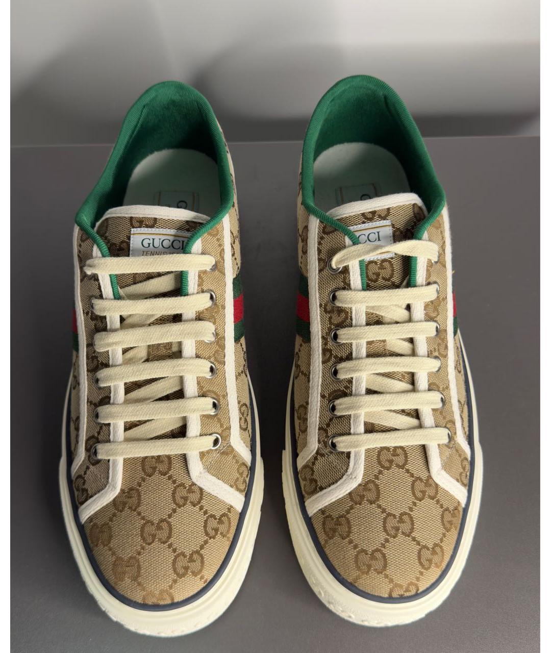 GUCCI Бежевые текстильные низкие кроссовки / кеды, фото 2