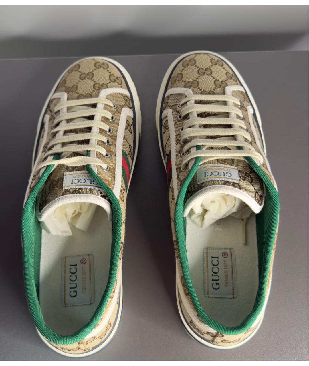 GUCCI Бежевые текстильные низкие кроссовки / кеды, фото 3