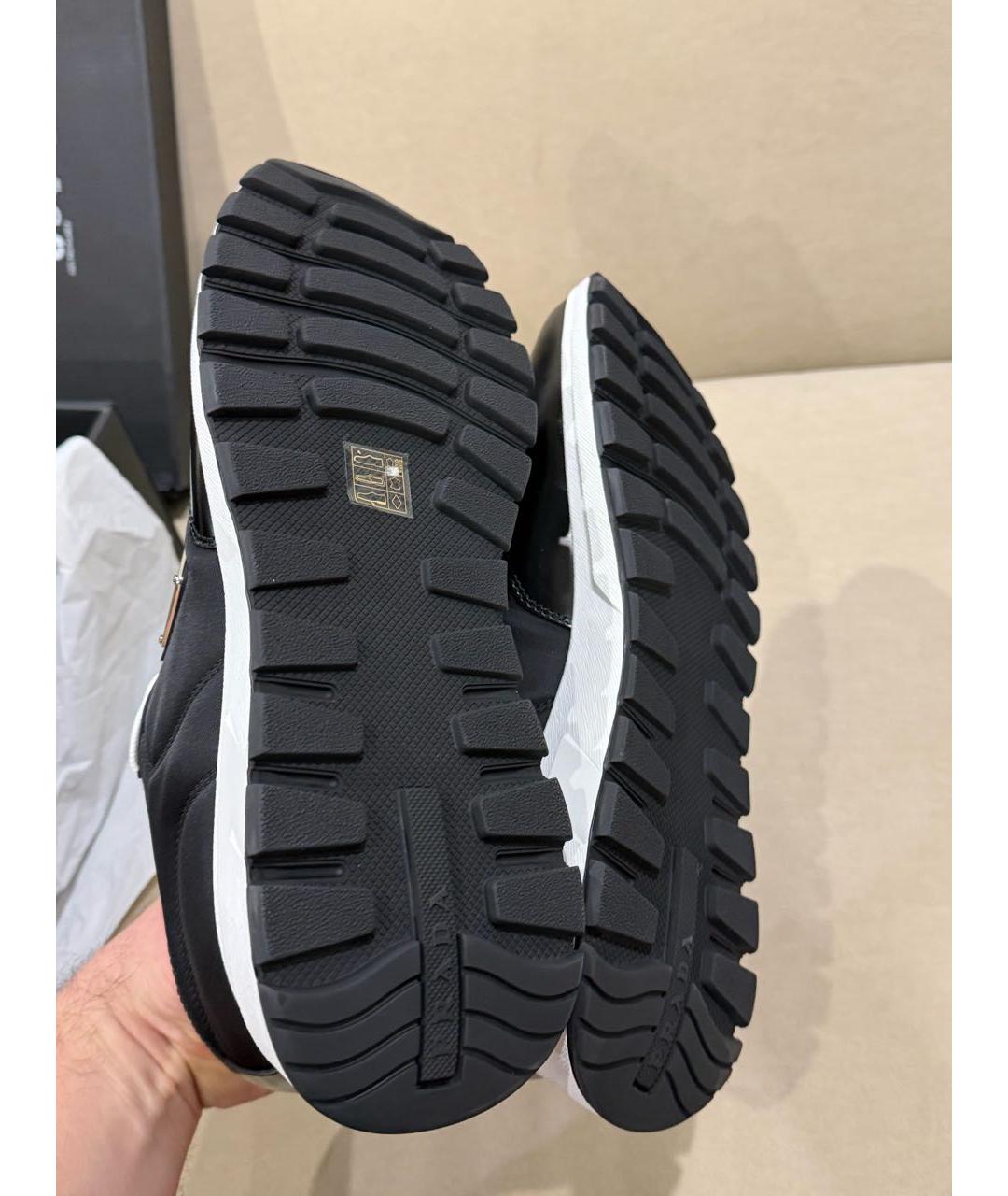 PRADA Черные кожаные низкие кроссовки / кеды, фото 5