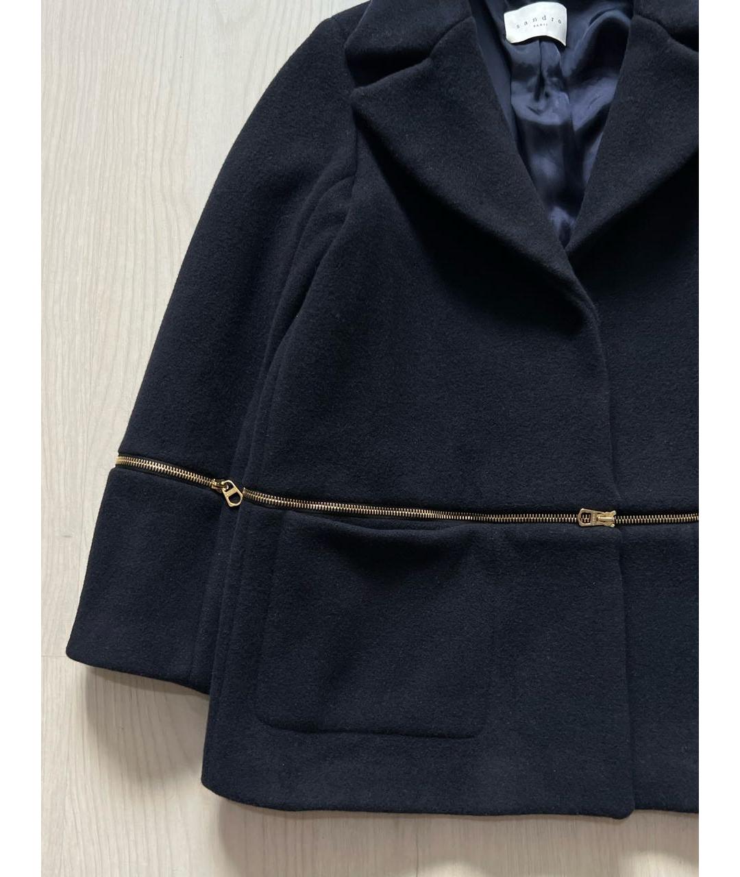 SANDRO Темно-синее шерстяное пальто, фото 6