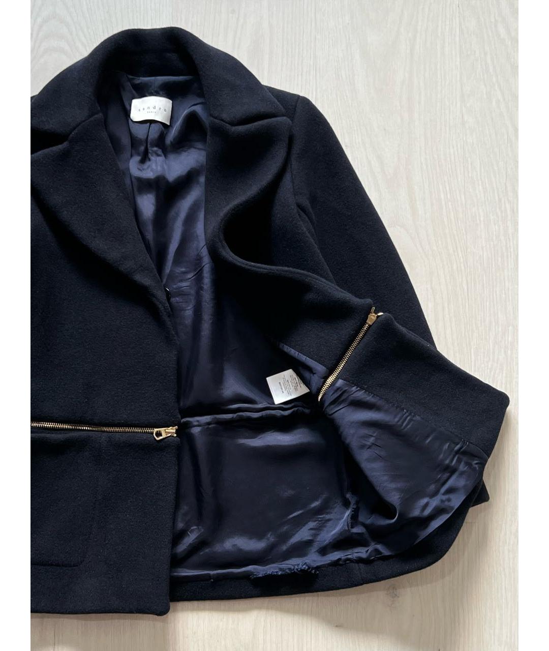 SANDRO Темно-синее шерстяное пальто, фото 4