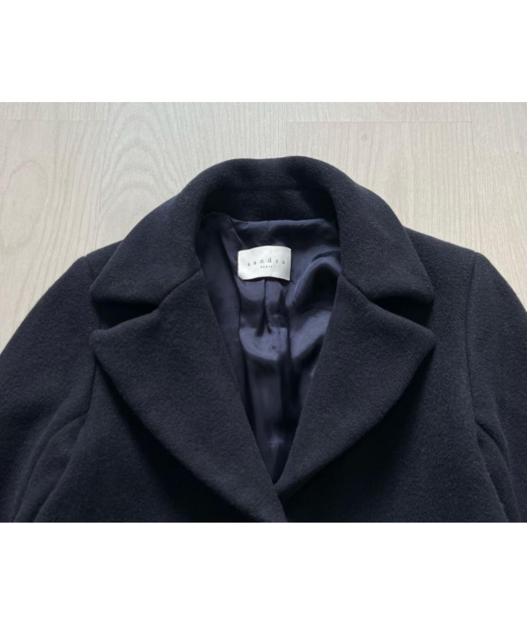 SANDRO Темно-синее шерстяное пальто, фото 3