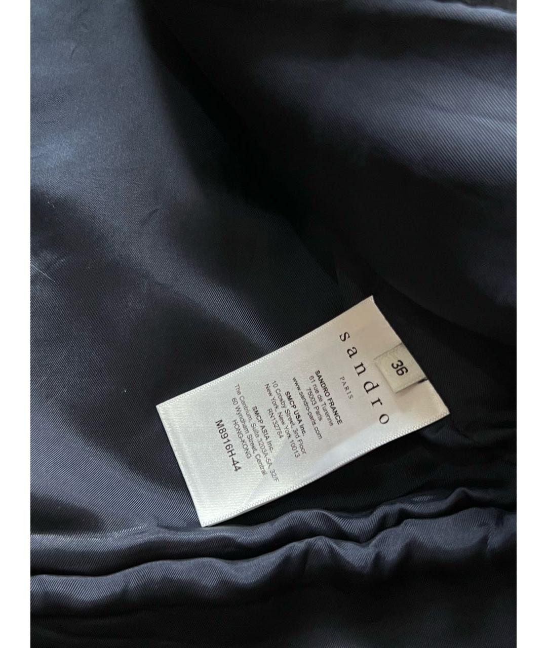 SANDRO Темно-синее шерстяное пальто, фото 7