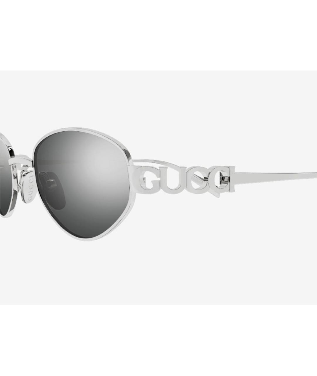 GUCCI Серебряные металлические солнцезащитные очки, фото 3