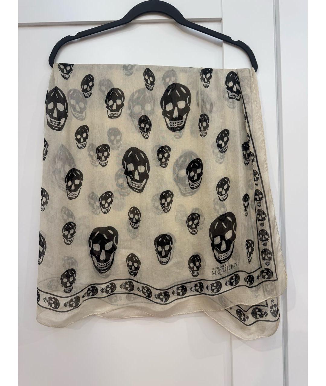 ALEXANDER MCQUEEN Бежевый шелковый платок, фото 6