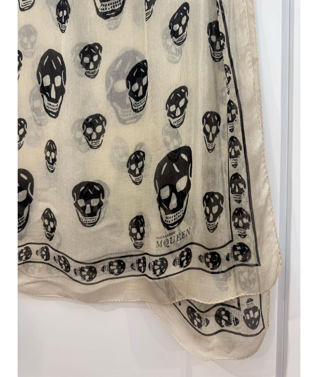 ALEXANDER MCQUEEN Бежевый шелковый платок, фото 2