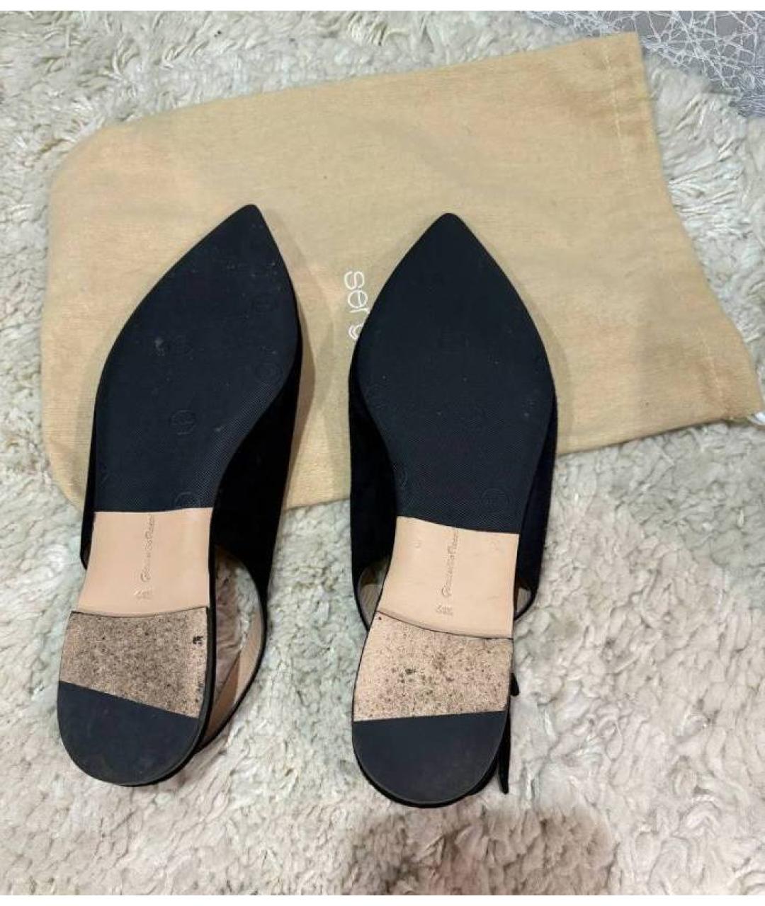 SERGIO ROSSI Черные замшевые балетки, фото 4