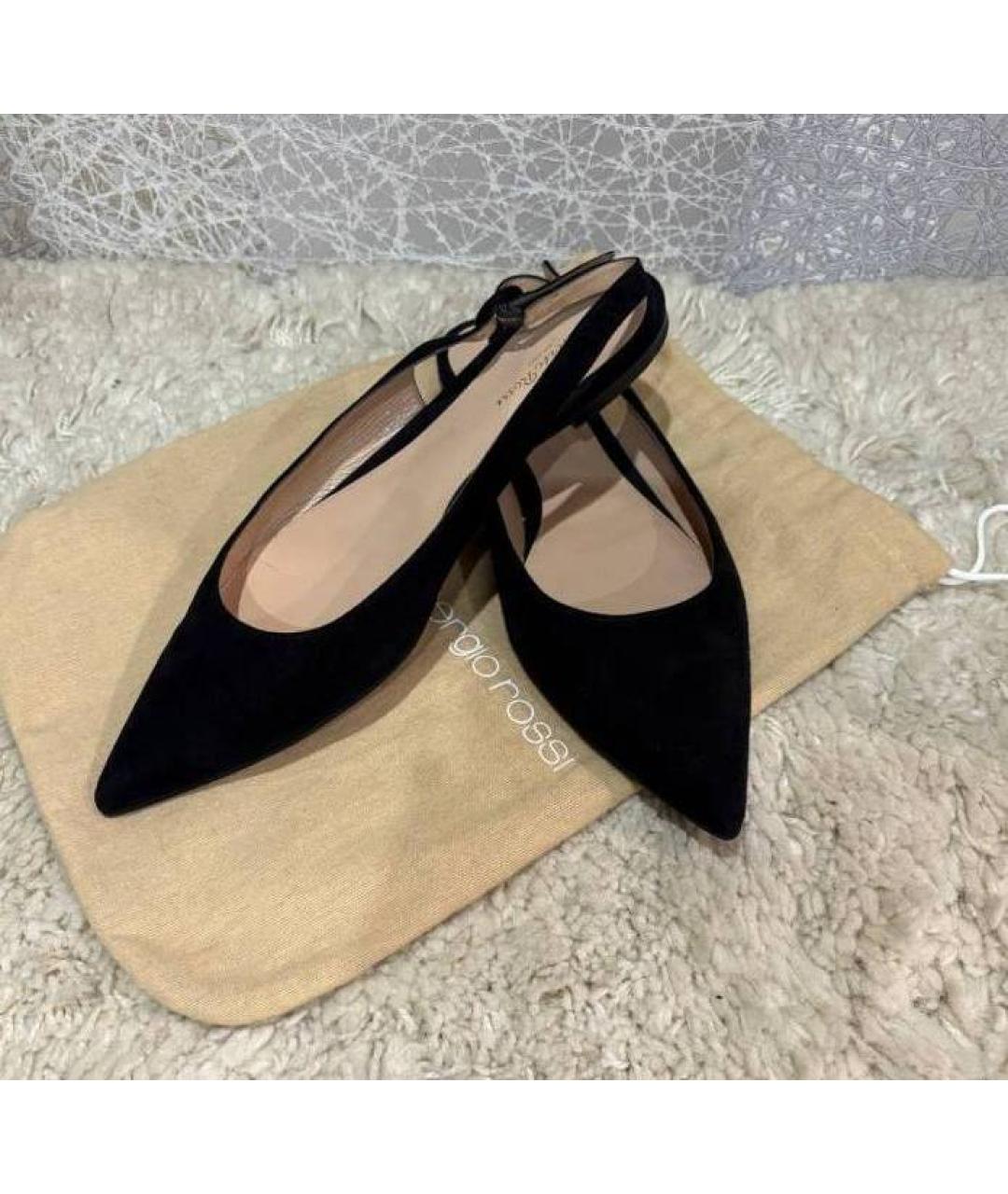 SERGIO ROSSI Черные замшевые балетки, фото 3