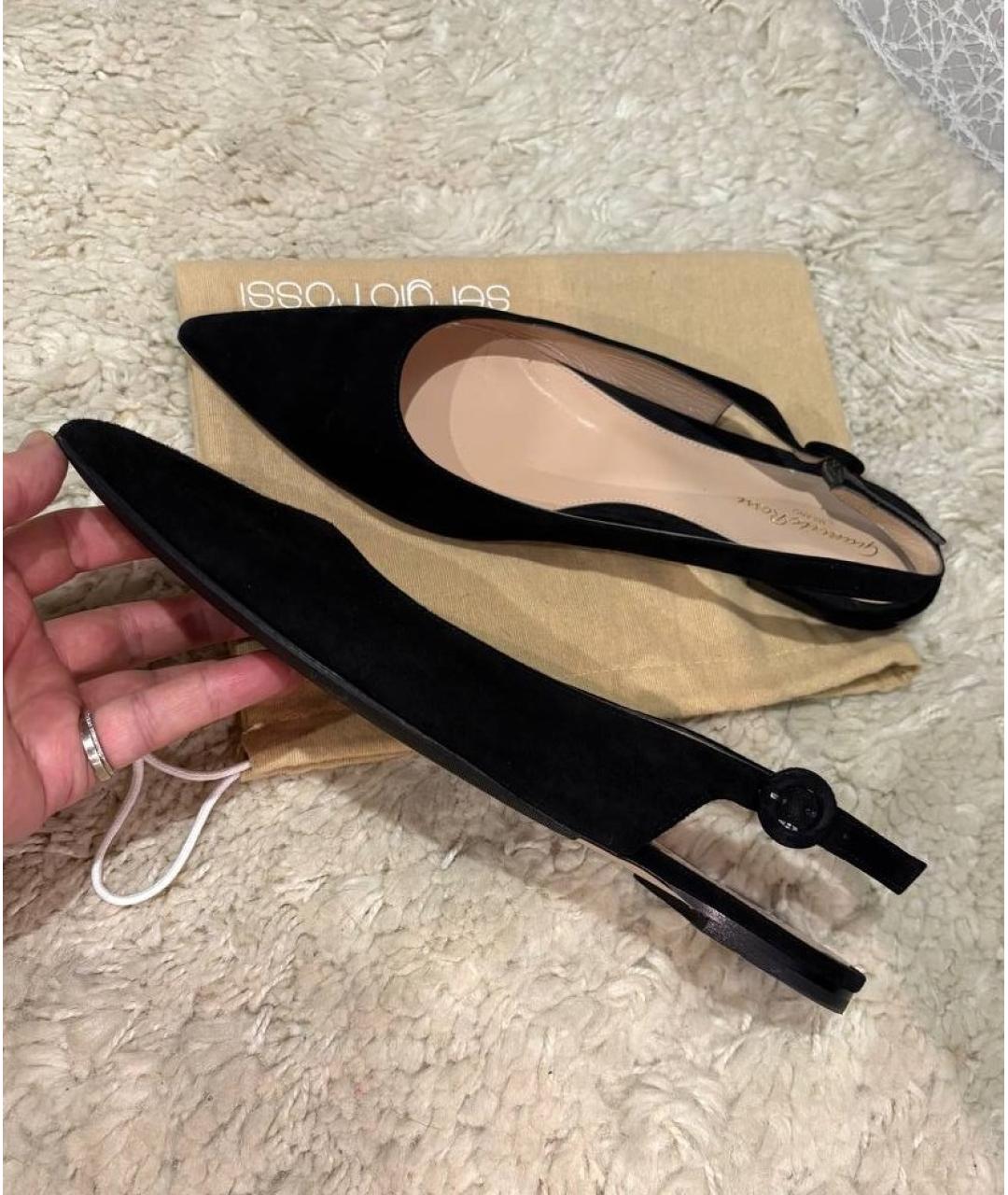 SERGIO ROSSI Черные замшевые балетки, фото 5