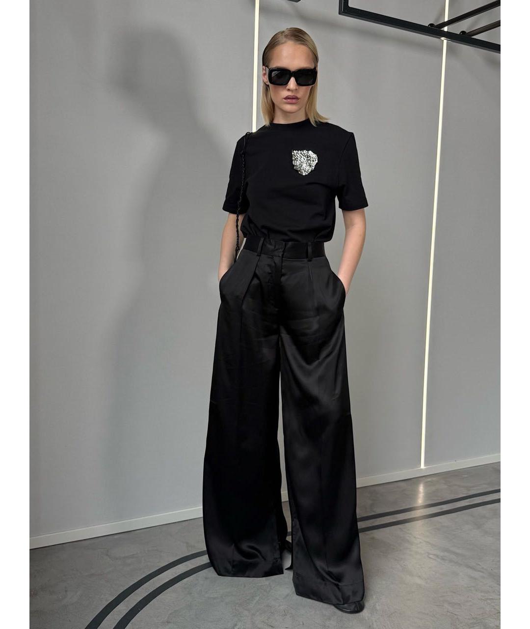 JIL SANDER Черные вискозные брюки широкие, фото 4