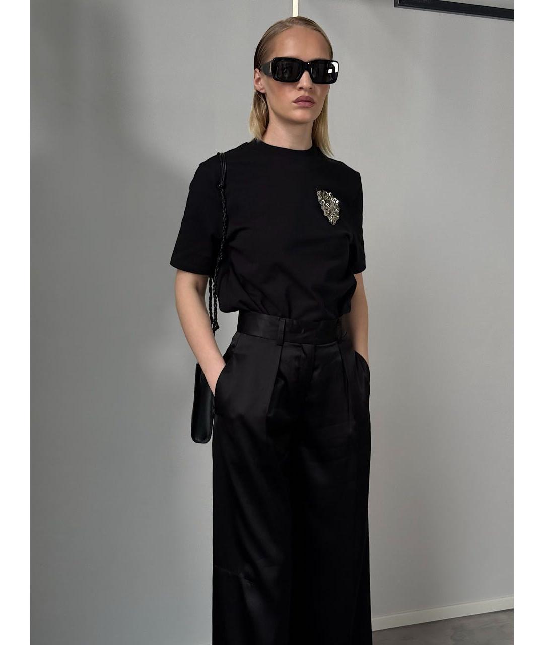 JIL SANDER Черные вискозные брюки широкие, фото 2