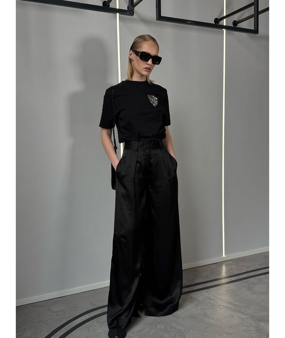 JIL SANDER Черные вискозные брюки широкие, фото 3