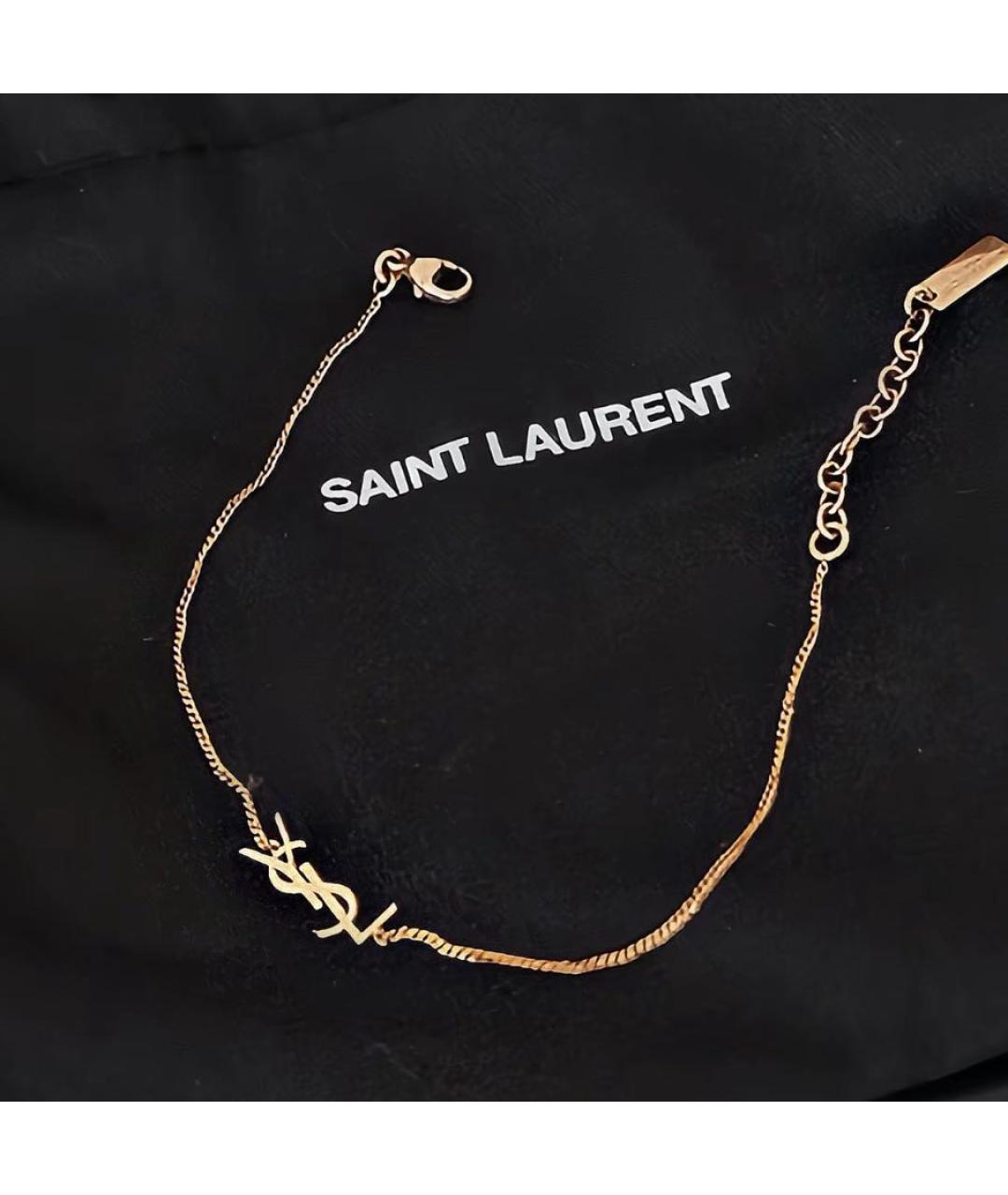 SAINT LAURENT Золотой металлический браслет, фото 3