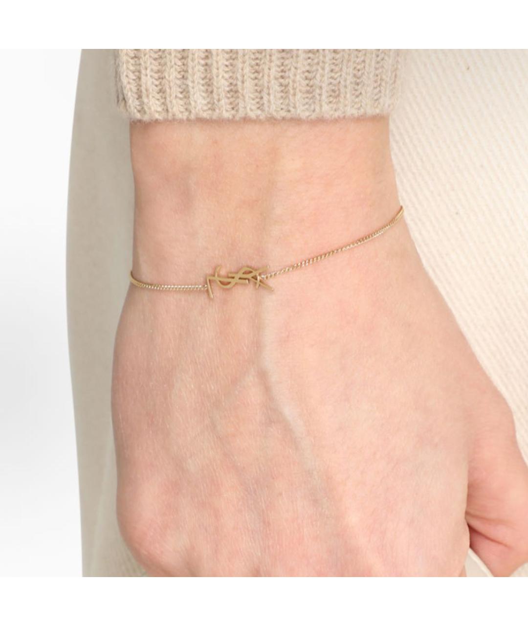 SAINT LAURENT Золотой металлический браслет, фото 2