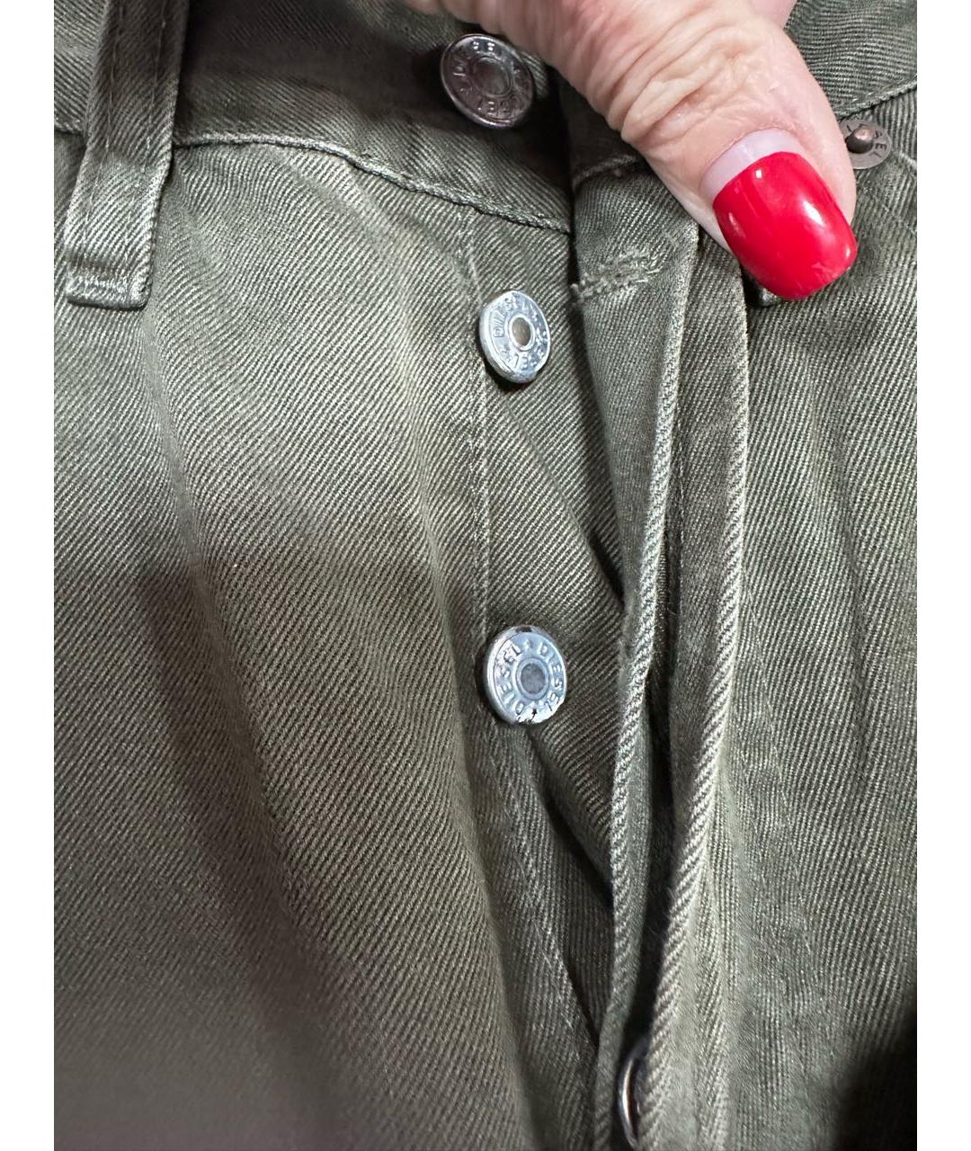 DIESEL Хаки хлопковые прямые джинсы, фото 6
