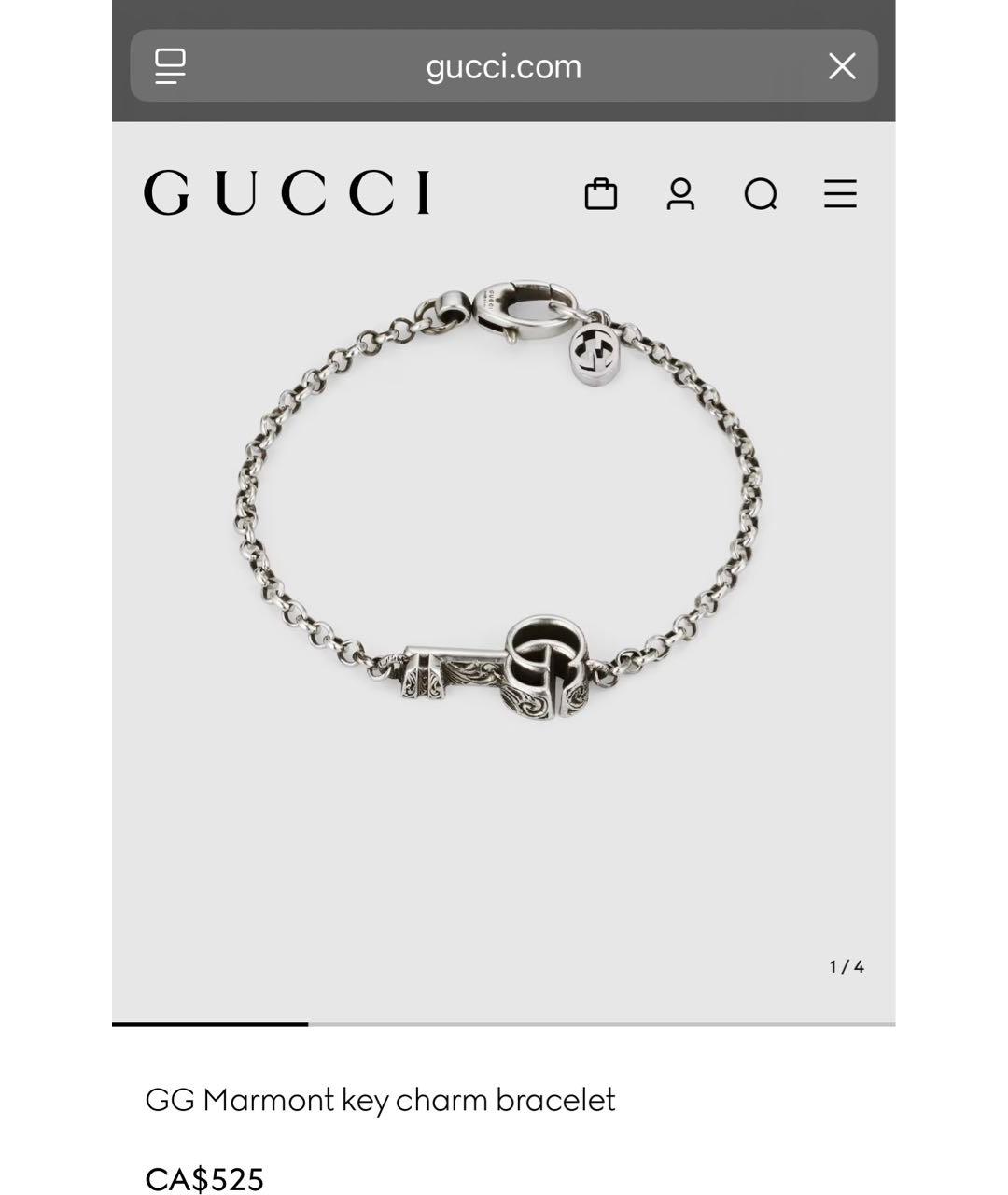 GUCCI Серебрянный серебряный браслет, фото 8