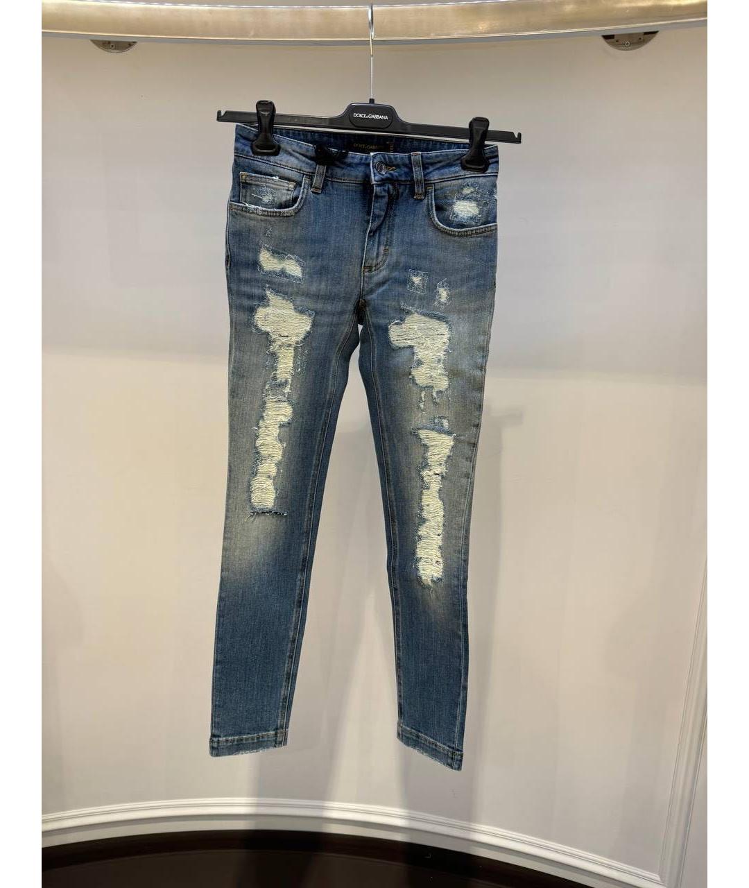 DOLCE&GABBANA Синие хлопковые джинсы слим, фото 2
