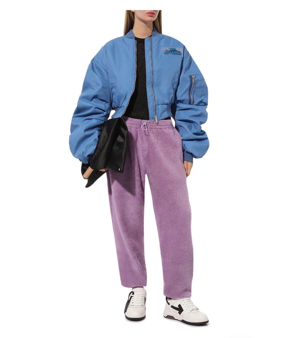 THE PANGAIA Фиолетовые шерстяные прямые брюки, фото 4