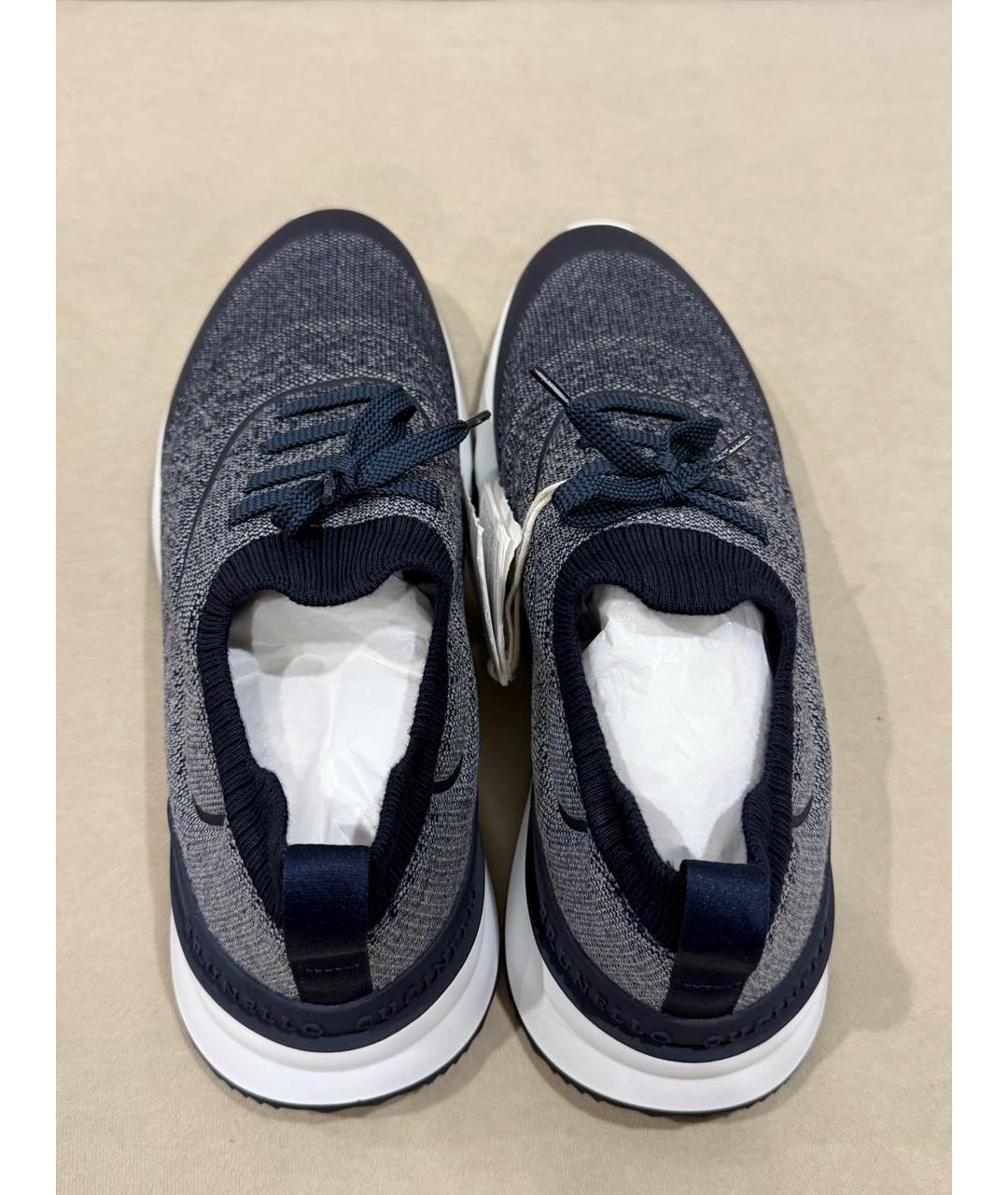BRUNELLO CUCINELLI Темно-синие текстильные низкие кроссовки / кеды, фото 3