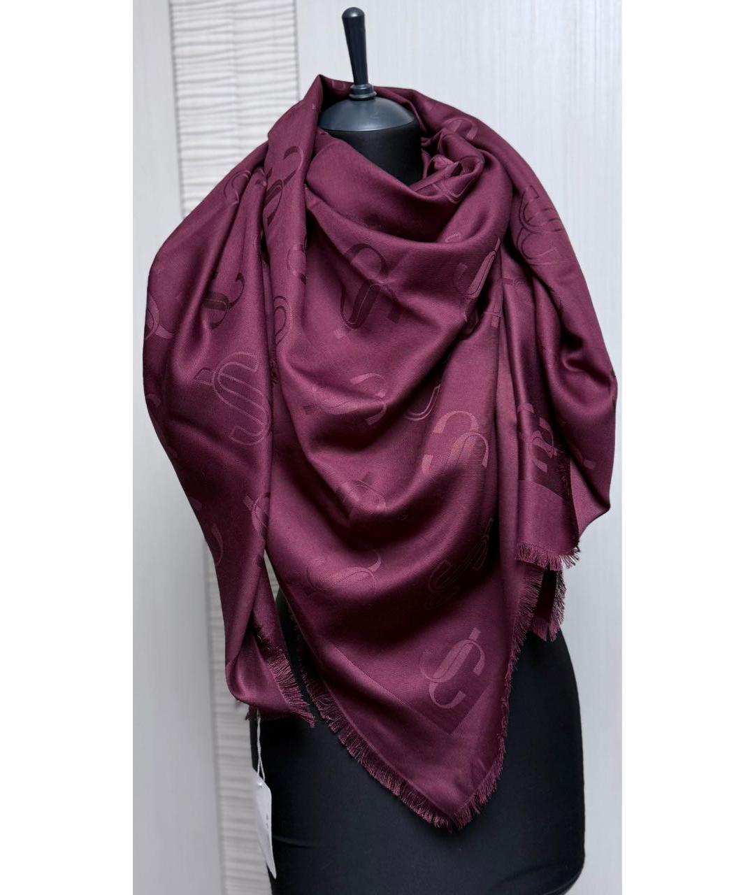 JIMMY CHOO Бордовый шерстяной платок, фото 2