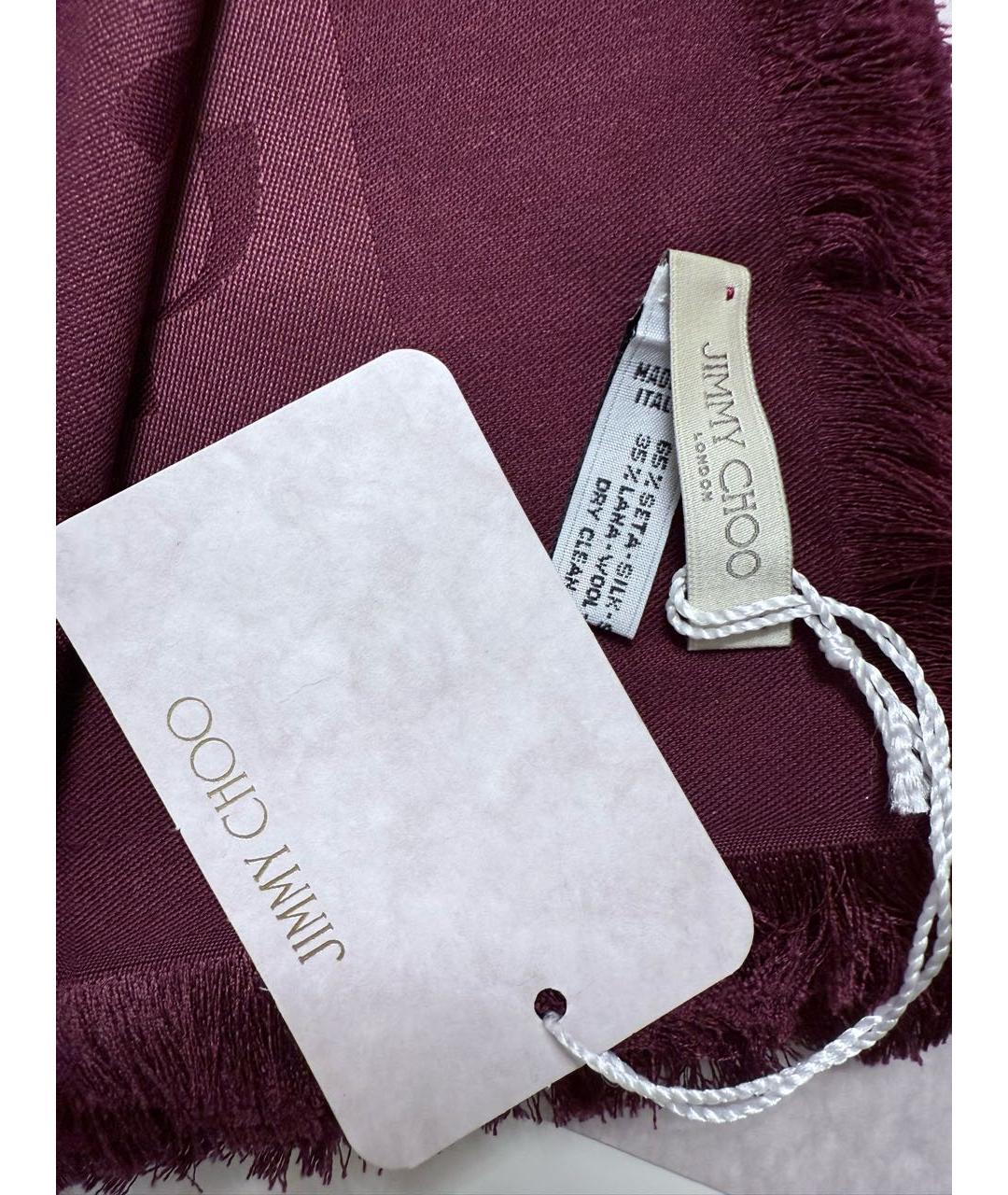 JIMMY CHOO Бордовый шерстяной платок, фото 6