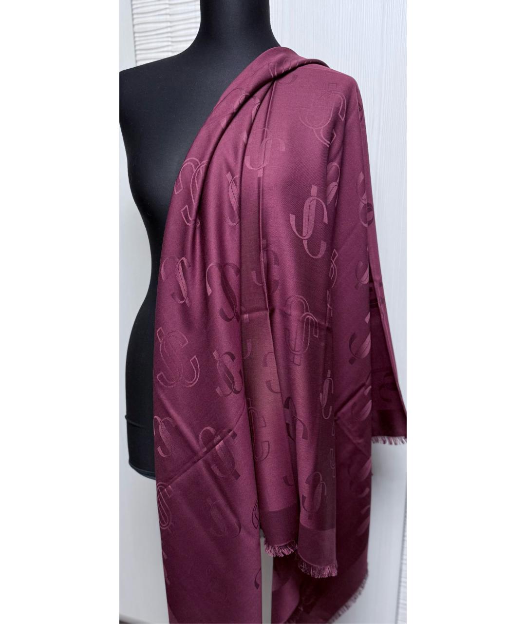 JIMMY CHOO Бордовый шерстяной платок, фото 8