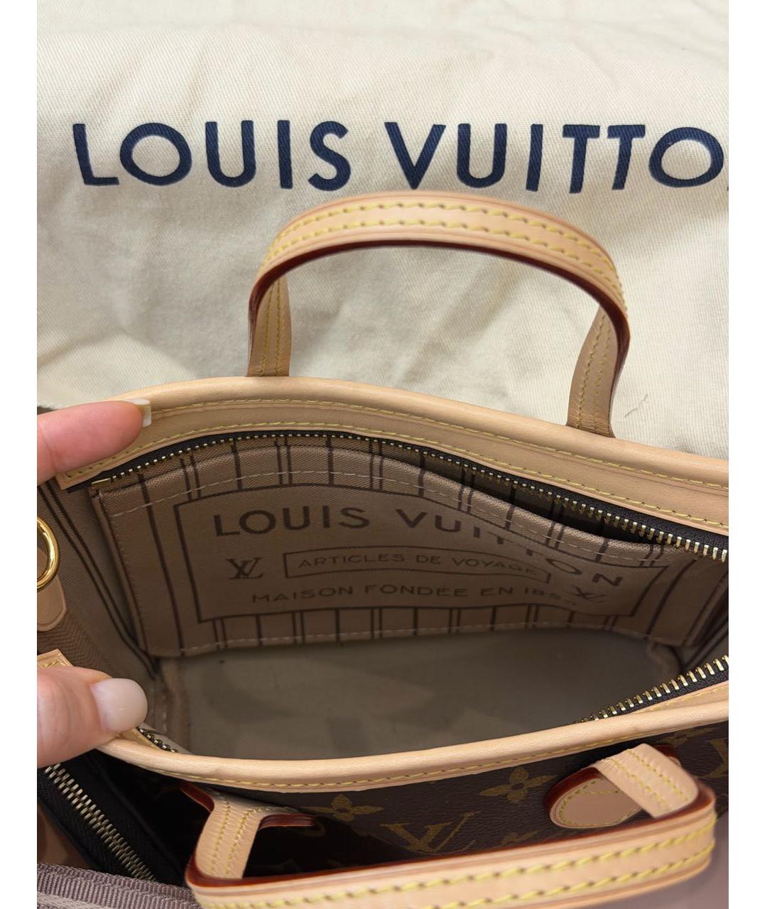 LOUIS VUITTON Коричневая кожаная сумка с короткими ручками, фото 4