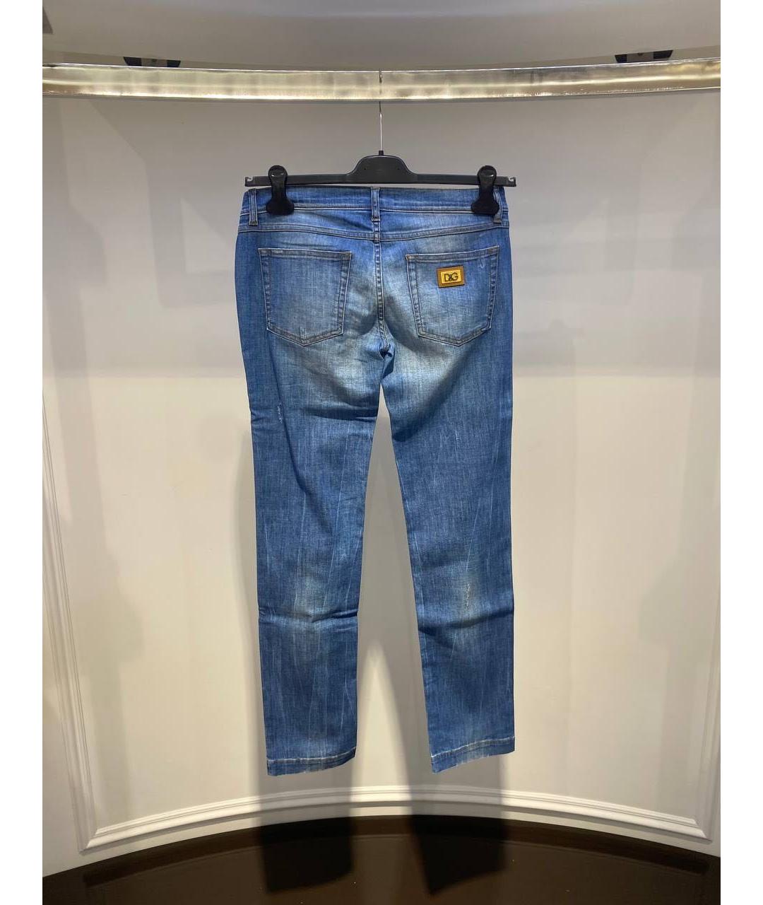 DOLCE&GABBANA Голубые хлопковые джинсы слим, фото 3