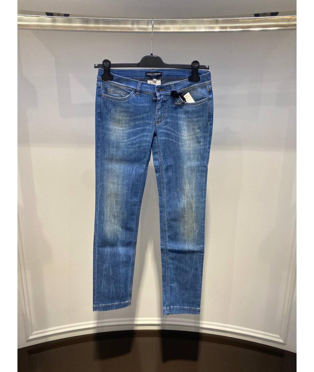 DOLCE&GABBANA Голубые хлопковые джинсы слим, фото 2