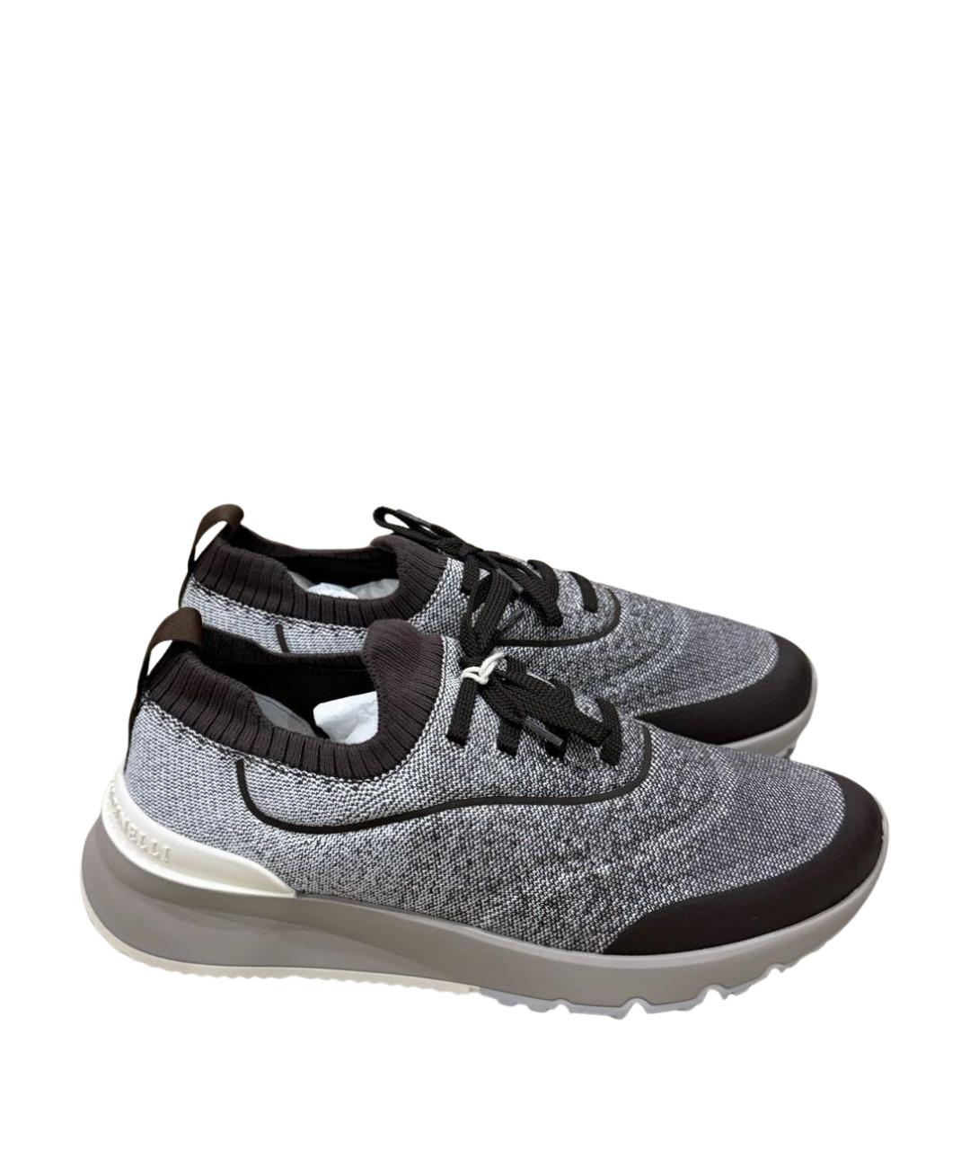BRUNELLO CUCINELLI Серые текстильные низкие кроссовки / кеды, фото 1