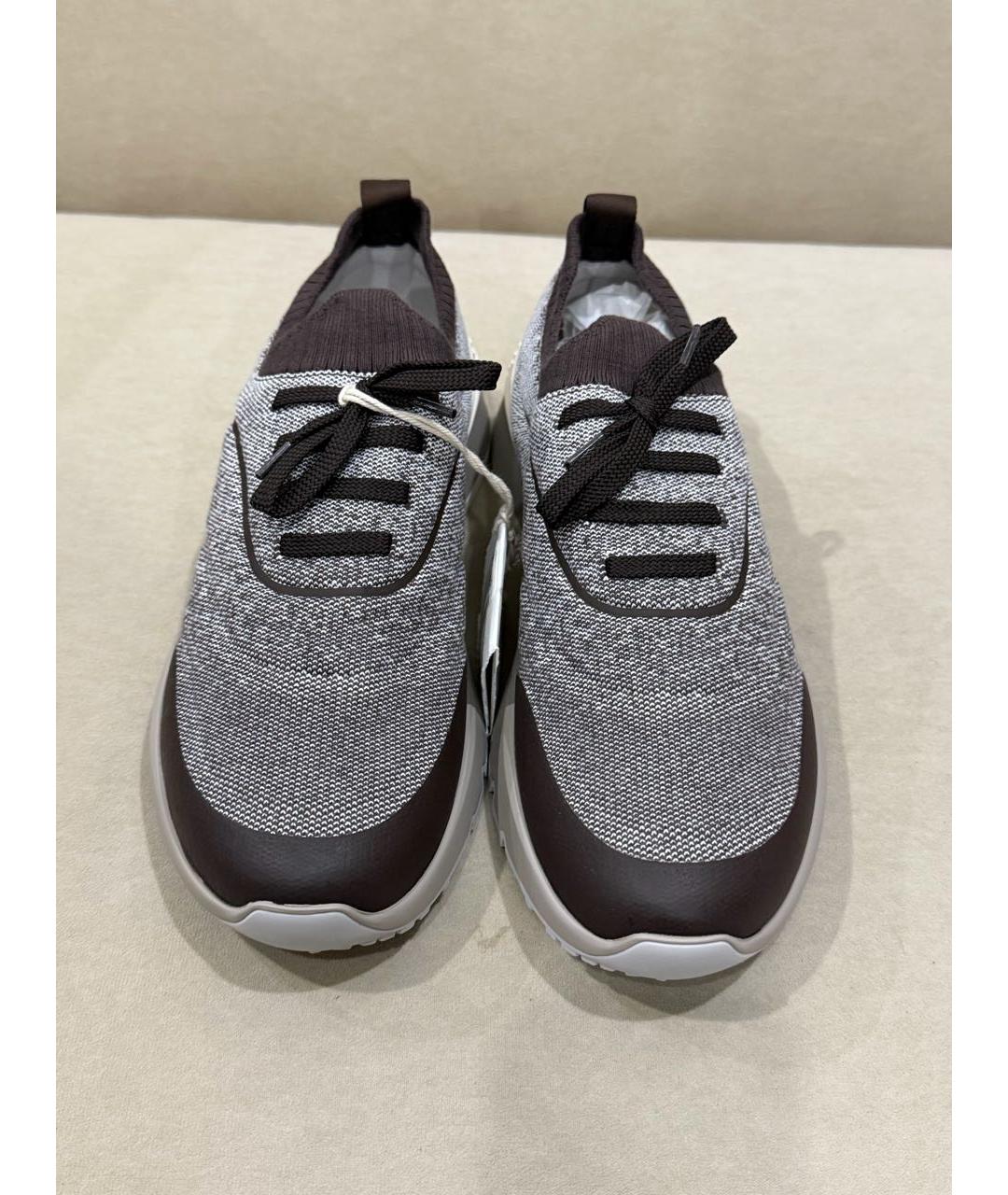 BRUNELLO CUCINELLI Серые текстильные низкие кроссовки / кеды, фото 2