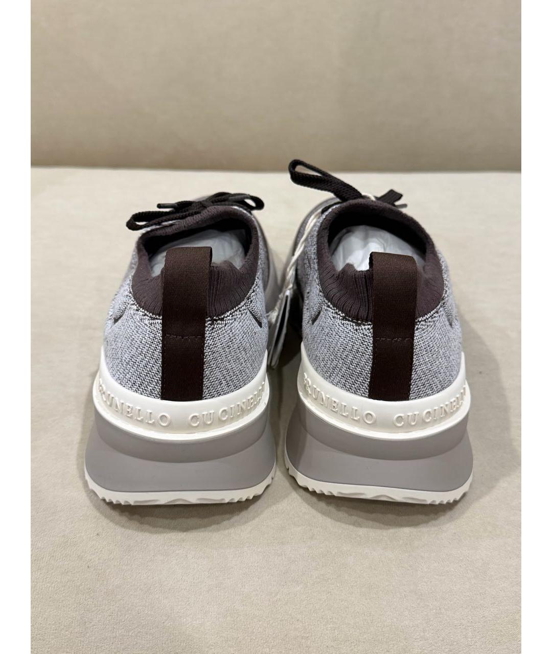 BRUNELLO CUCINELLI Серые текстильные низкие кроссовки / кеды, фото 4
