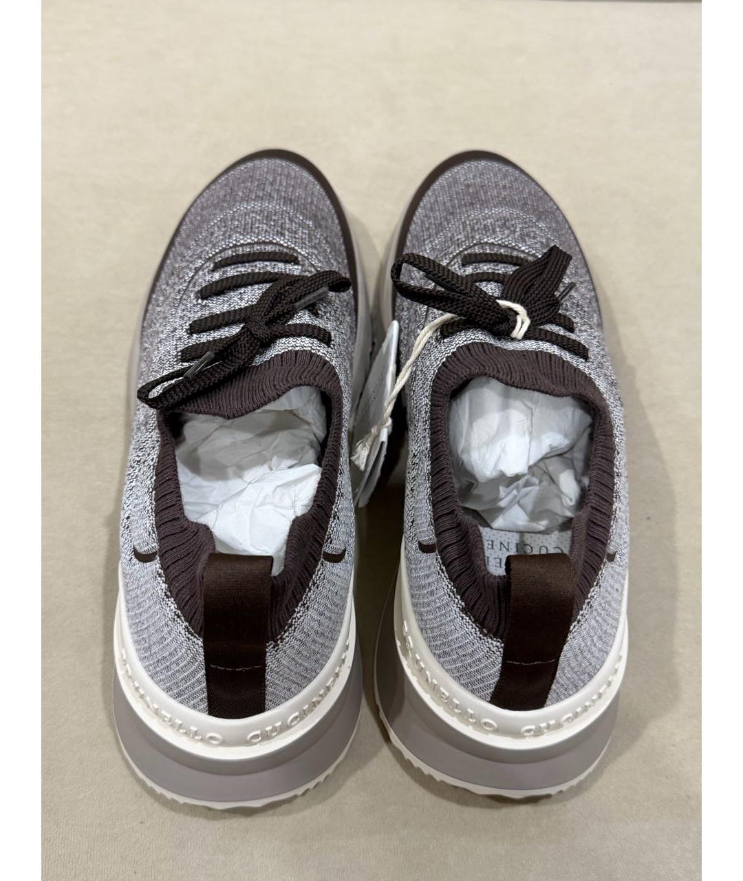 BRUNELLO CUCINELLI Серые текстильные низкие кроссовки / кеды, фото 3