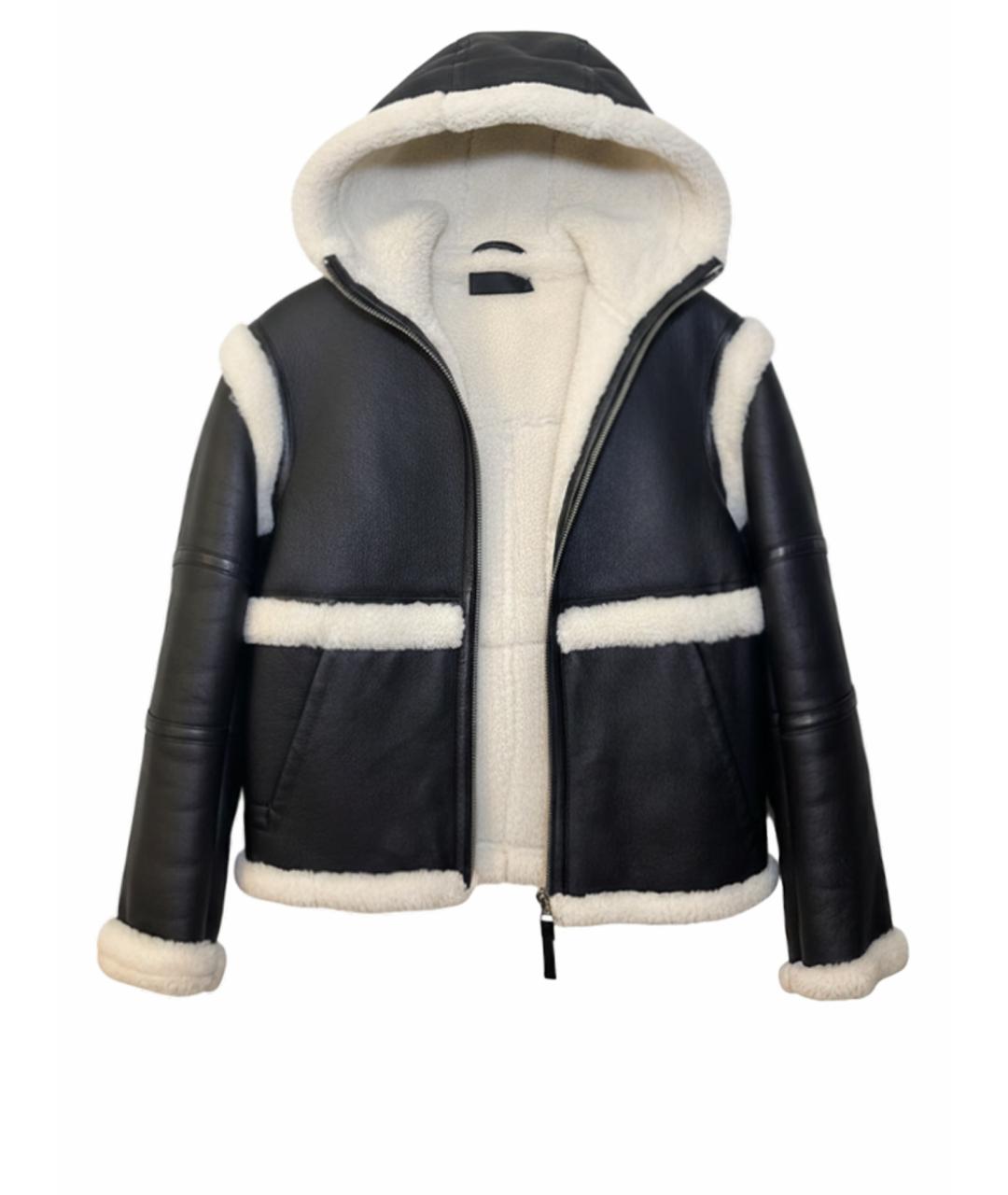 HELMUT LANG Черная кожаная дубленка, фото 1