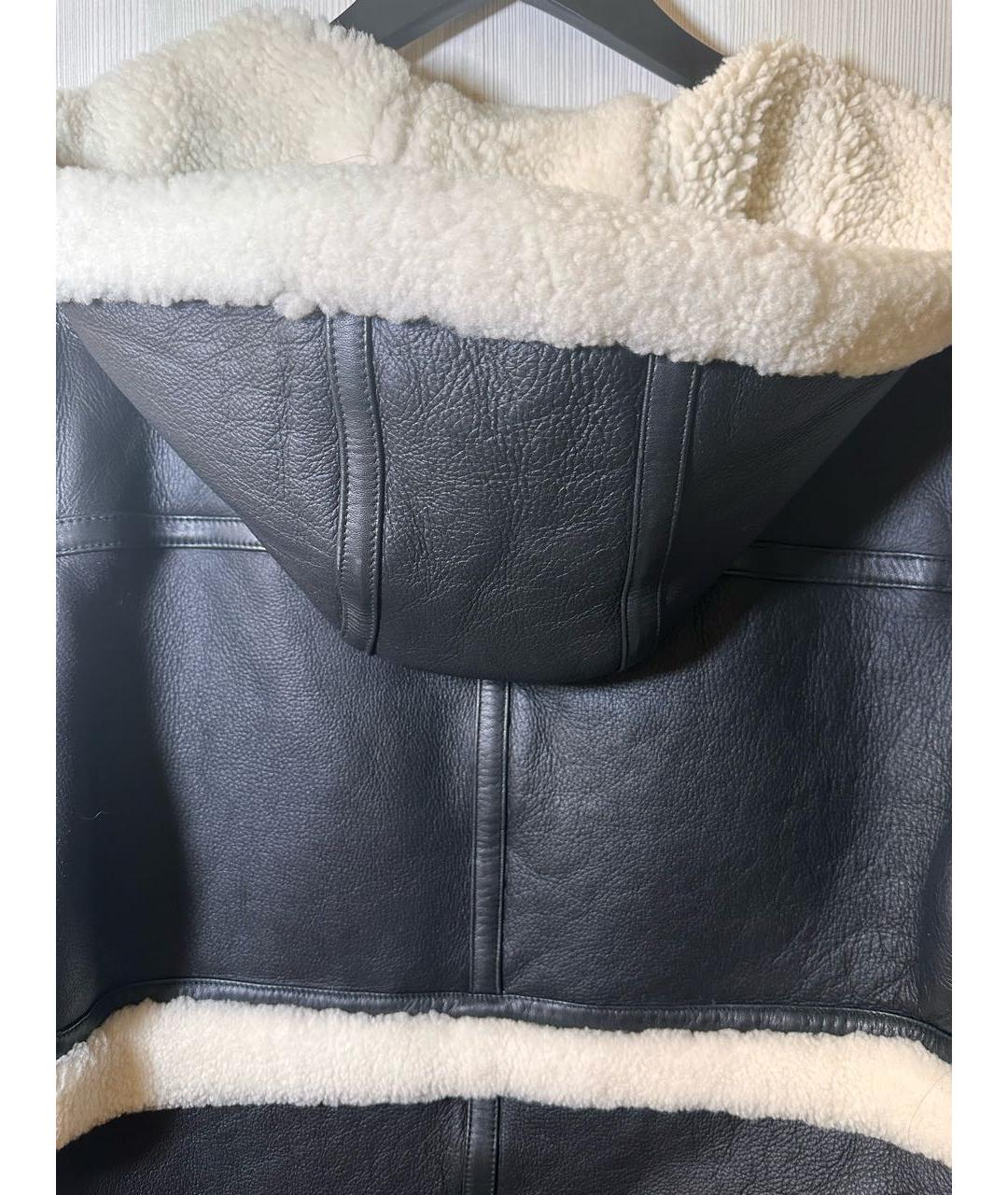 HELMUT LANG Черная кожаная дубленка, фото 3