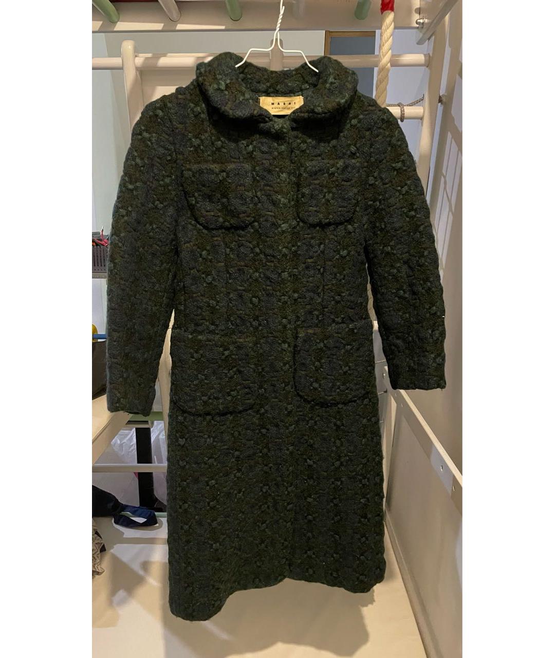 MARNI Зеленые шерстяное пальто, фото 7