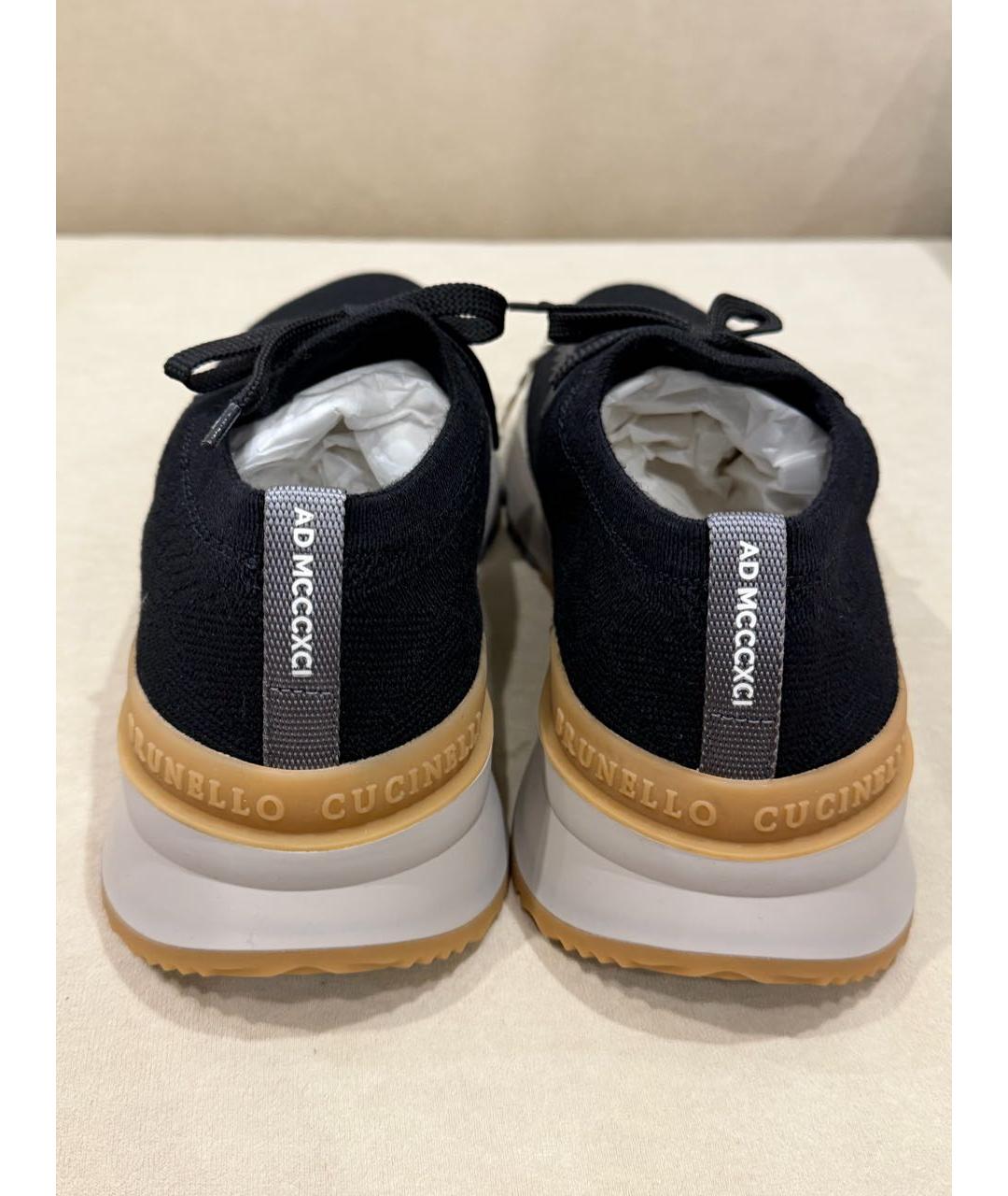 BRUNELLO CUCINELLI Черные текстильные низкие кроссовки / кеды, фото 4