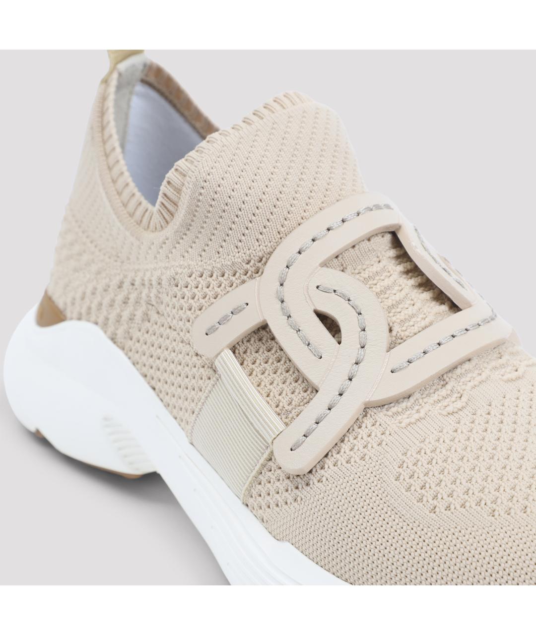 TOD'S Бежевые текстильные кроссовки, фото 6