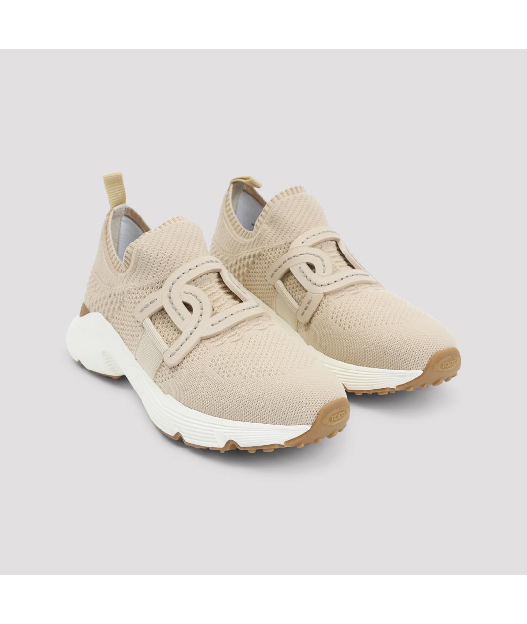 TOD'S Бежевые текстильные кроссовки, фото 5