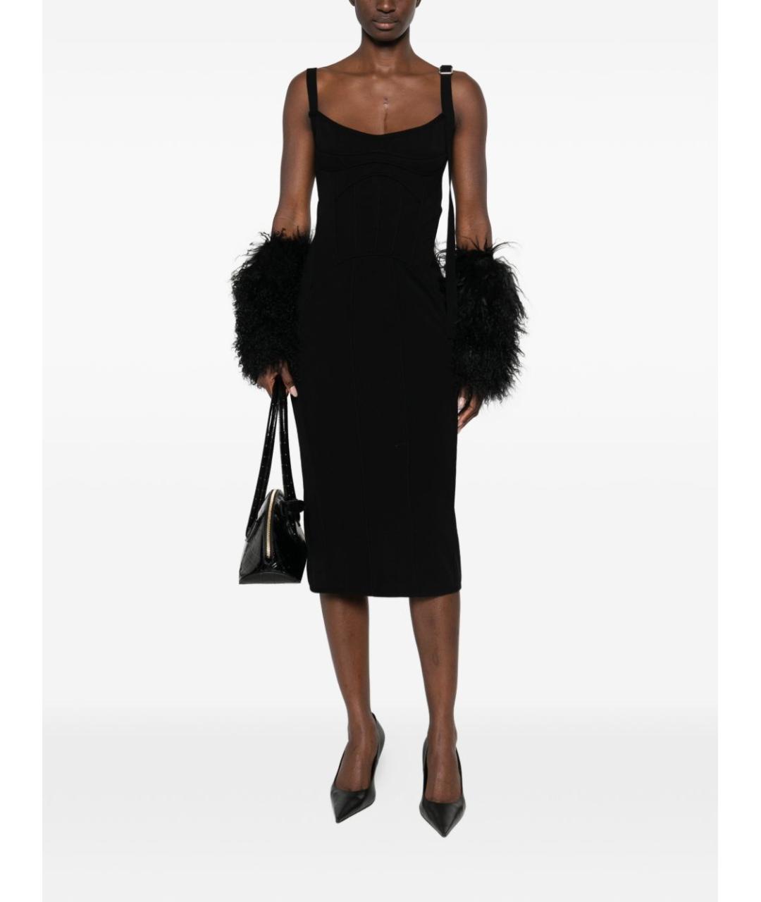 THE ATTICO Черное вискозное вечернее платье, фото 3