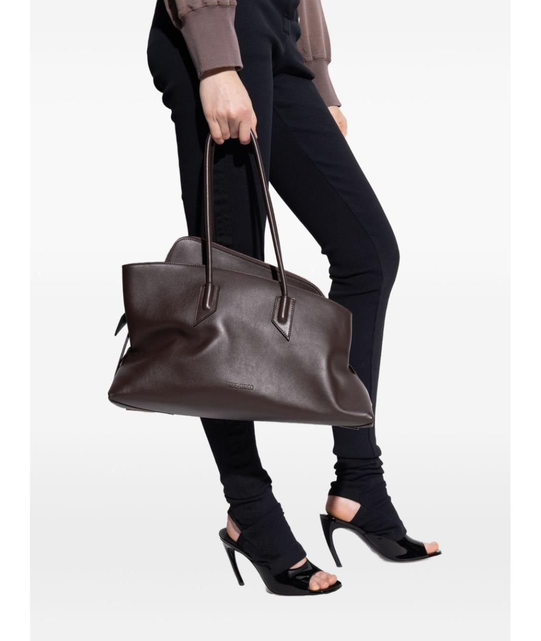 THE ATTICO Коричневая кожаная сумка тоут, фото 3